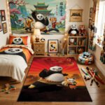Kung Fu Panda Po & Shifu vs Tai Lung Area Rug - Epic Rivalry Legacy Design, Modern Kids Bedroom & Dojo Decor, Soft Non-Slip Floor Mat