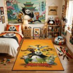 Kung Fu Panda Master Squad Area Rug - Po, Shifu, Oogway & Furious Five Design, Modern Kids Bedroom & Playroom Decor, Soft Non-Slip Floor Mat
