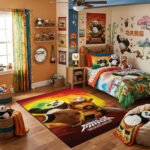 Kung Fu Panda The Dragon Knight Area Rug - Po & Wandering Blade Luthera Design, Modern Kids Bedroom & Playroom Decor, Soft Non-Slip Mat - Image 2