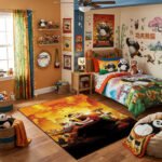 Kung Fu Panda & Furious Five Sunset Area Rug - Heroic Po & Squad, Modern Kids Bedroom & Playroom Decor, Soft Non-Slip Floor Mat - Image 2