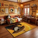 Kung Fu Panda Po Dragon Warrior Area Rug - Golden Heroic Glow Design, Modern Kids Bedroom & Playroom Decor, Soft Non-Slip Floor Mat - Image 3