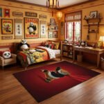 Kung Fu Panda Po Heroic Master Area Rug - Majestic Cape Pose on Deep Red, Modern Kids Bedroom & Playroom Decor, Soft Non-Slip Floor Mat - Image 3