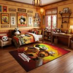 Kung Fu Panda The Dragon Knight Area Rug - Po & Wandering Blade Luthera Design, Modern Kids Bedroom & Playroom Decor, Soft Non-Slip Mat - Image 3