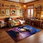 Kung Fu Panda Po Yin-Yang Mountain Area Rug - Heroic Sunset Master Design, Modern Kids Bedroom & Playroom Decor, Soft Non-Slip Floor Mat - Image 3