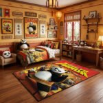 Kung Fu Panda & Furious Five Action Area Rug - Po & Shifu Heroic Squad Design, Modern Kids Bedroom & Playroom Decor, Soft Non-Slip Mat - Image 3