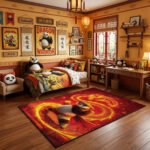 Kung Fu Panda Golden Dragon Warrior Area Rug - Po Chi Mastery Aura Design, Modern Kids Bedroom & Gaming Room Decor, Soft Non-Slip Floor Mat - Image 3