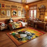 Kung Fu Panda Awesome Secrets Collection Area Rug - Po Shifu Oogway & Masters Design, Modern Kids Bedroom & Playroom Decor, Soft Non-Slip Mat - Image 3