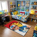Pokémon Ash & Pikachu Poké Ball Area Rug - Iconic Best Friends Design, Modern Anime Bedroom & Gaming Room Decor, Soft Non-Slip Floor Mat - Image 3