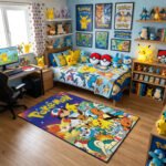 Pokémon Ultimate Generations Area Rug - Ash, Pikachu & Multi-Region Starter Collage, Modern Anime Bedroom Decor, Soft Non-Slip Floor Mat - Image 3