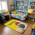 Pokémon Ash & Pikachu "Best Friends" Area Rug - Vibrant Yellow Portrait Design, Modern Anime Bedroom & Gaming Room Decor, Non-Slip Floor Mat - Image 3
