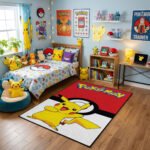 Pokémon Pikachu Poké Ball Area Rug - Iconic Red & White Anime Design, Modern Bedroom & Gaming Room Decor, Soft Non-Slip Floor Mat - Image 2