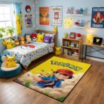 Pokémon Ash & Pikachu "Best Friends" Area Rug - Vibrant Yellow Portrait Design, Modern Anime Bedroom & Gaming Room Decor, Non-Slip Floor Mat - Image 2