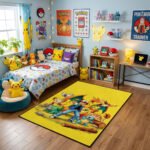 Pokémon Ash & Kanto Squad Area Rug - Classic Pikachu & Starters Design, Vibrant Yellow Bedroom & Gaming Room Decor, Soft Non-Slip Floor Mat - Image 2