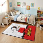 Snoopy Flying Ace Area Rug - Peanuts Comic Strip Doghouse Design, Classic Red & White Bedroom Floor Decor, Soft Non-Slip Collector Mat - Image 3