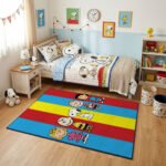 Snoopy & Friends Vibrant Striped Area Rug - Charlie Brown, Lucy & Peanuts Gang Design, Colorful Modern Bedroom & Playroom Floor Decor - Image 3