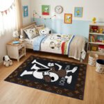 Snoopy x Luxury Monogram Hypebeast Area Rug - Designer Fashion Beagle Design, Modern Bedroom & Collector Lair Floor Decor, Non-Slip Mat - Image 3