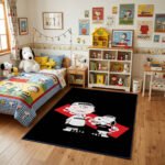 Snoopy x Charlie Brown Supreme Hypebeast Area Rug - Peanuts Streetwear Design, Modern Bedroom & Gaming Room Decor, Soft Non-Slip Floor Mat