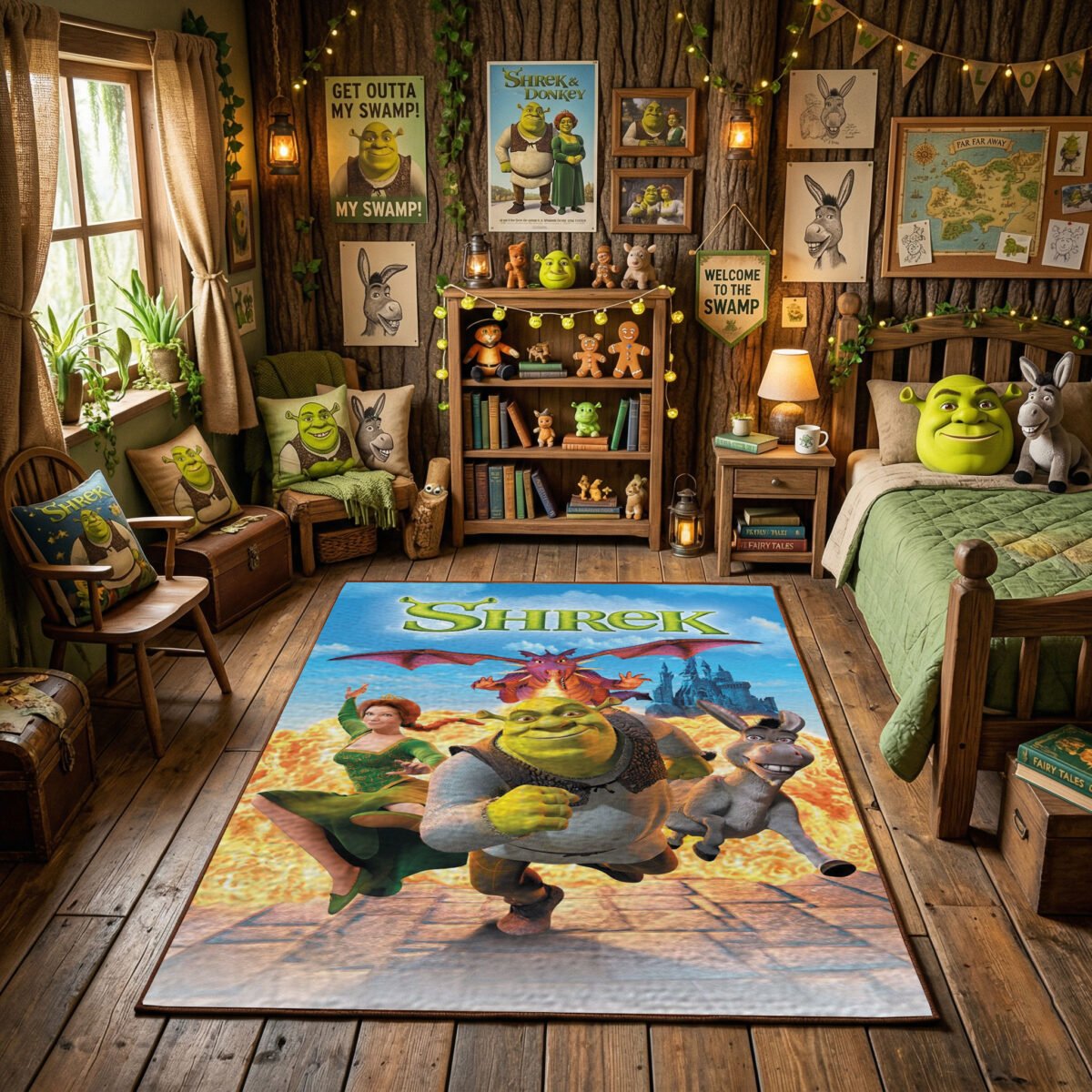 Shrek & Friends Adventure Area Rug - Fiona Donkey Dragon Movie Theme, Modern Kids Bedroom & Playroom Decor, Soft Non-Slip Floor Mat - Image 2