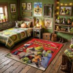 Shrek the Third Movie Poster Area Rug - Ogre Triplets & Puss in Boots Design, Vibrant Red Kids Bedroom Decor, Soft Non-Slip Floor Mat - Image 3