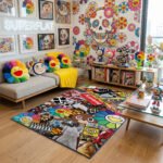 Ultimate Hypebeast Mashup Area Rug - Murakami Flower, Supreme, BAPE & Streetwear Icons, Modern Collector Bedroom & Gaming Room Decor - Image 3